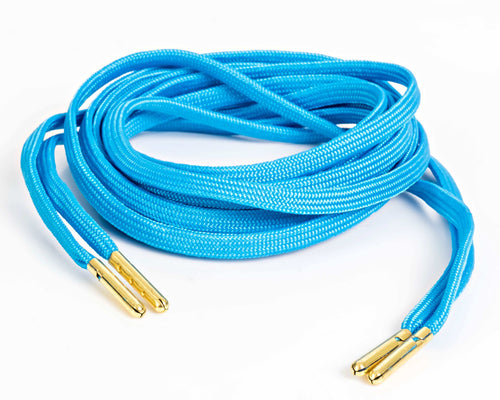 Colonial Blue Flat Shoelaces Steel Tip