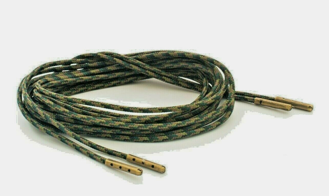Woodland Camo Boot Laces 3mm Paracord Steel Tip Shoelaces 78 10 to 14 Eyelets / Antique Bronze